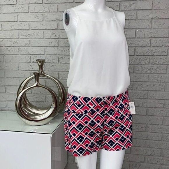 Gap Women Pink Blue White Clean Front Shorts Size 6 - Picture 1 of 8